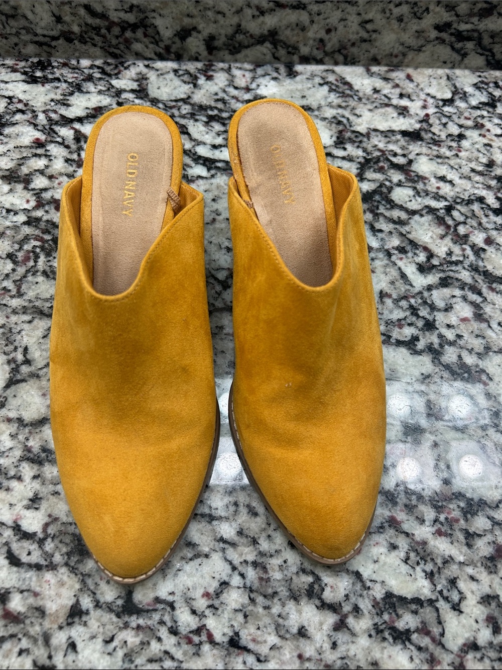 Old Navy Mustard Suede Pointed-Toe Slip-On Mules